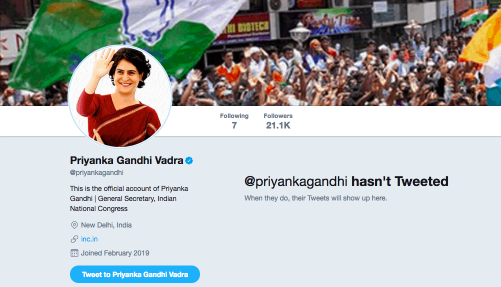 Priyanka Gandhi Twitter