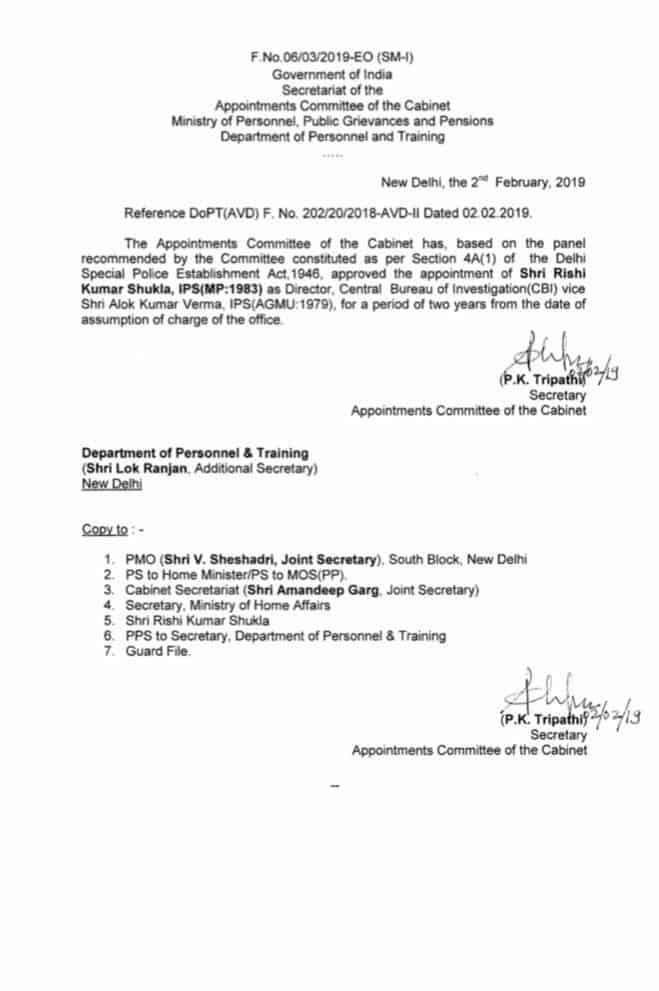 Rishi Kumar Shukla Appointed