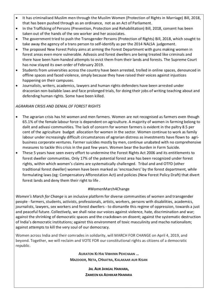 Women March against Modi government