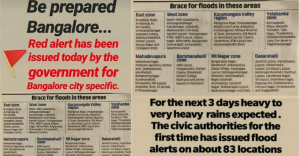 Bangalore flood alert